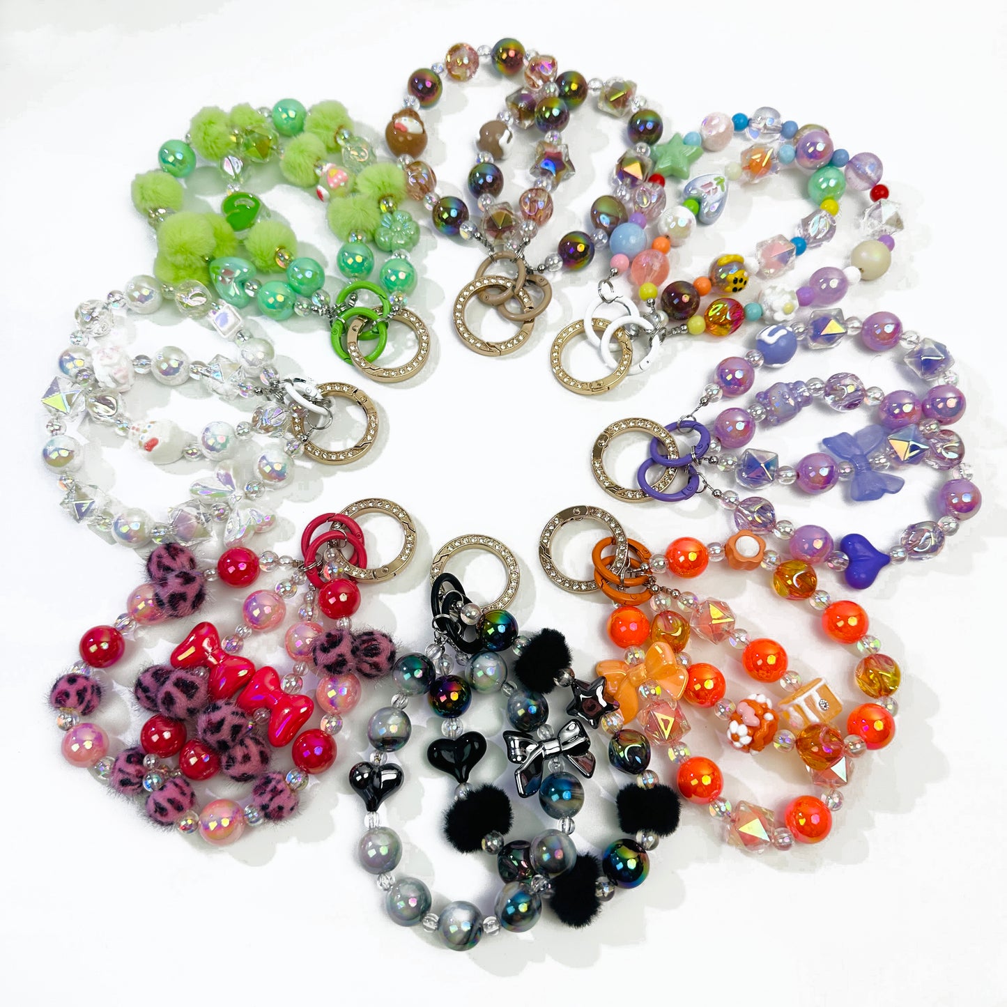 2025 Hand-painted, crystal textured bead phone chain