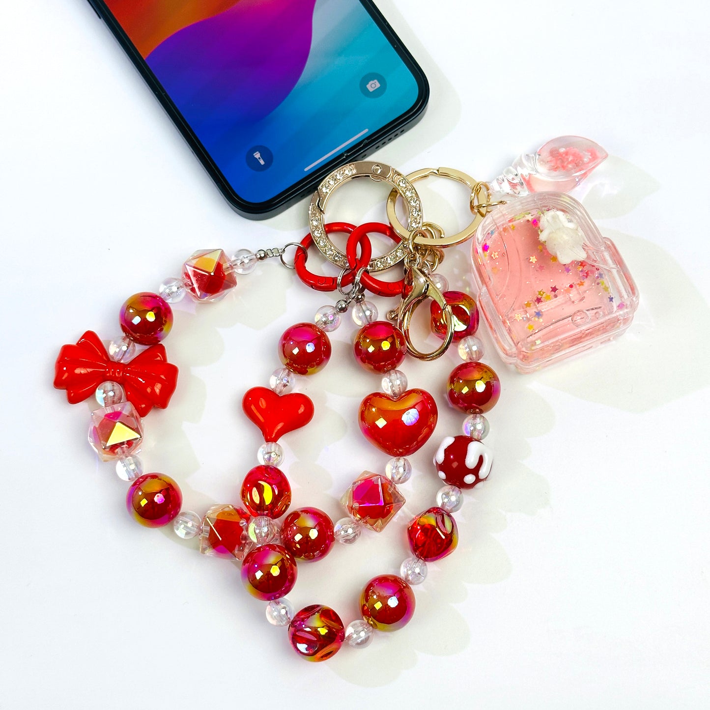 2025 Hand-painted, crystal textured bead phone chain