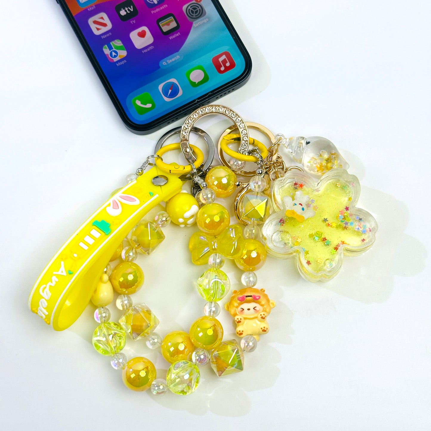 2025 Hand-painted, crystal textured bead phone chain