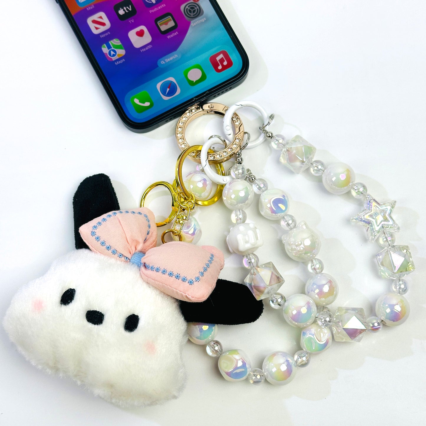 2025 Hand-painted, crystal textured bead phone chain