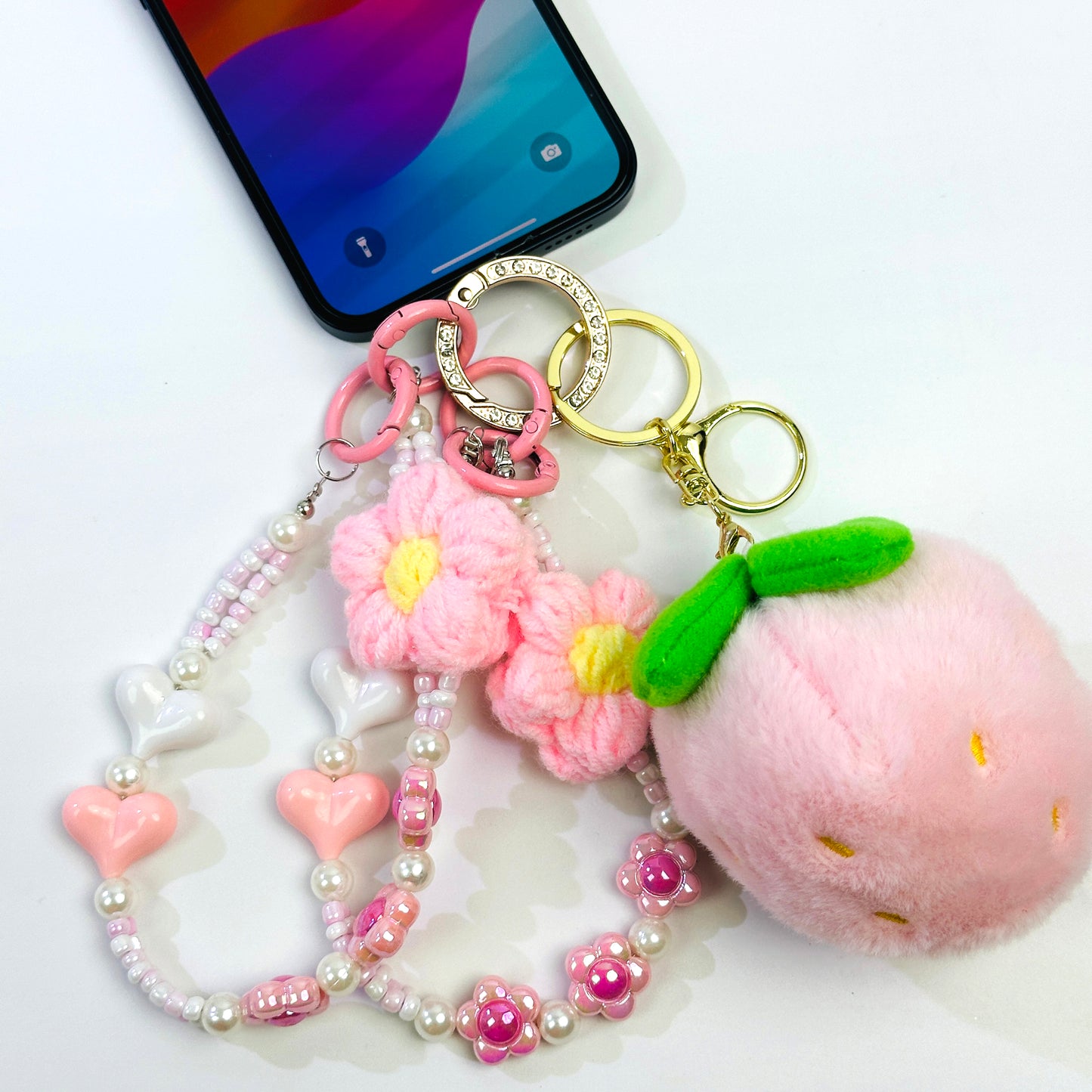2025 Hand-painted, crystal textured bead phone chain