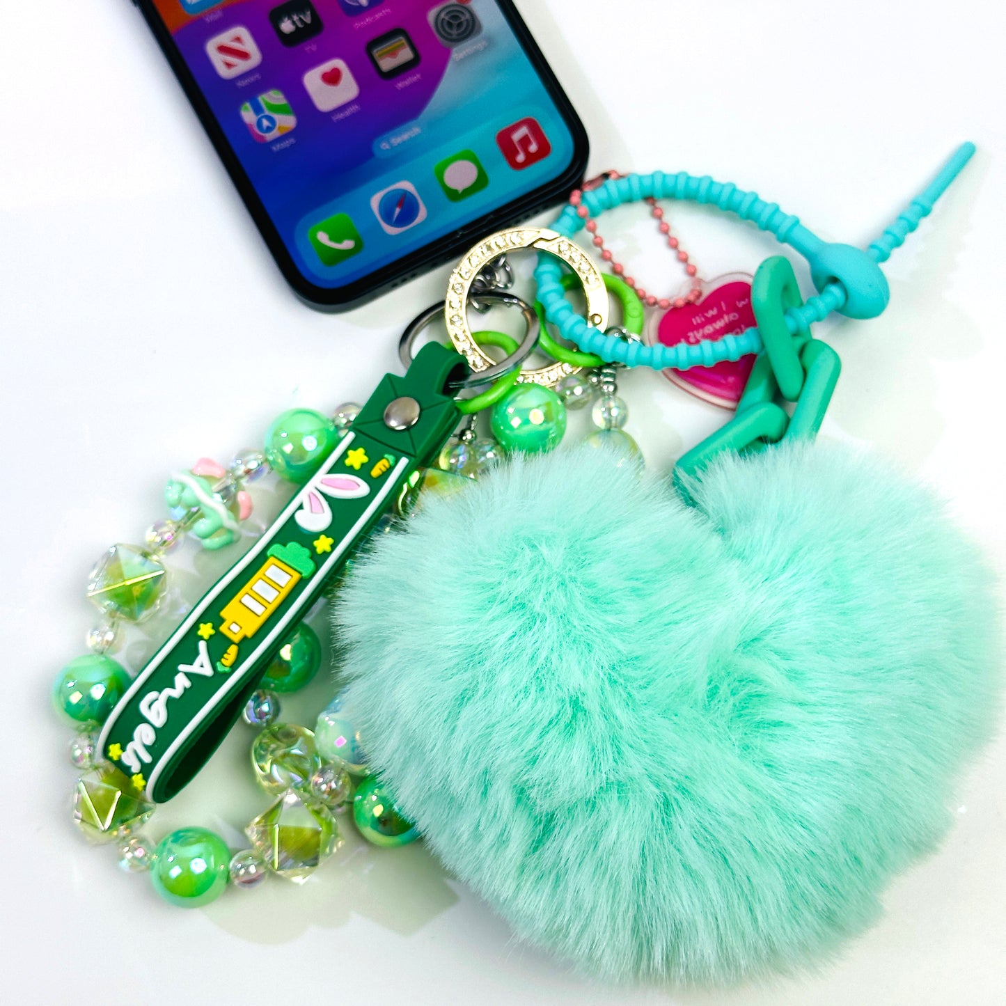 2025 Hand-painted, crystal textured bead phone chain