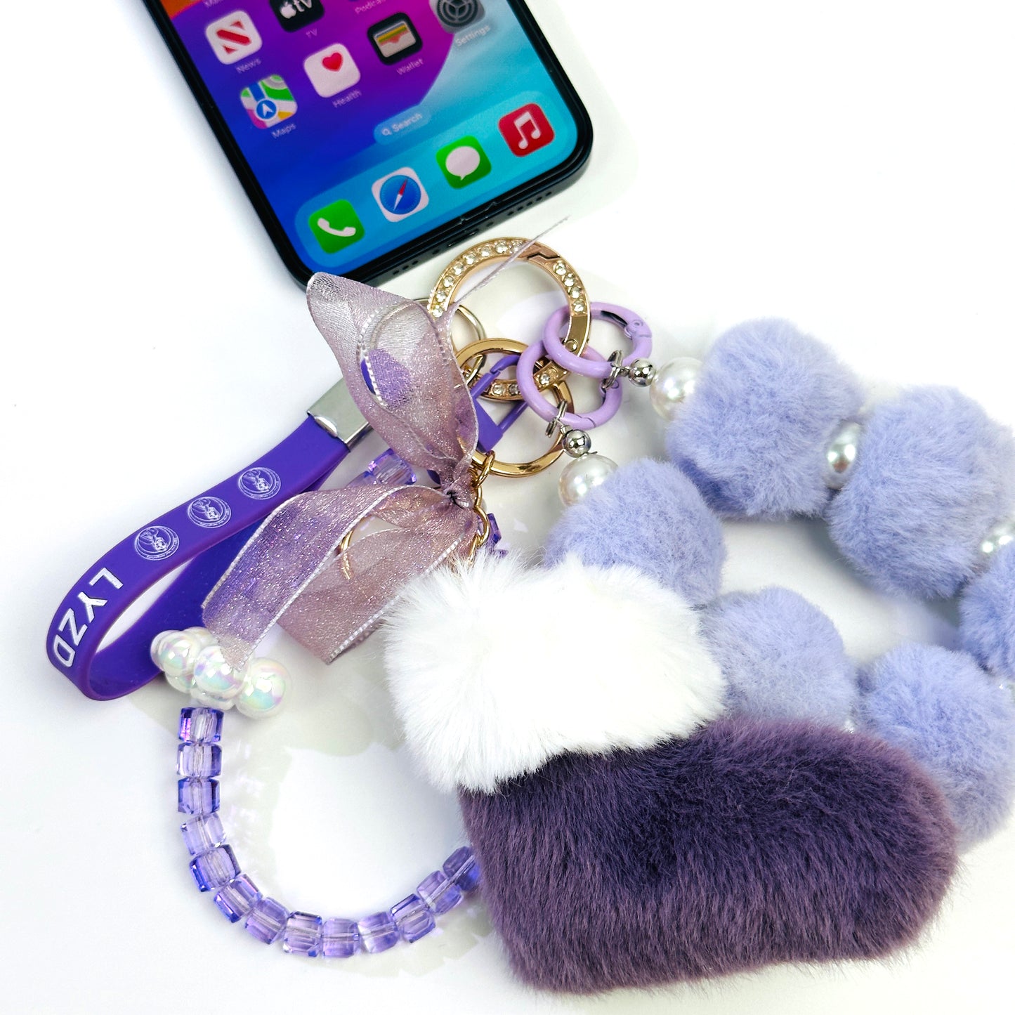 2025 Hand-painted, crystal textured bead phone chain