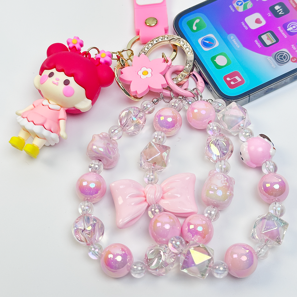 2025 Hand-painted, crystal textured bead phone chain